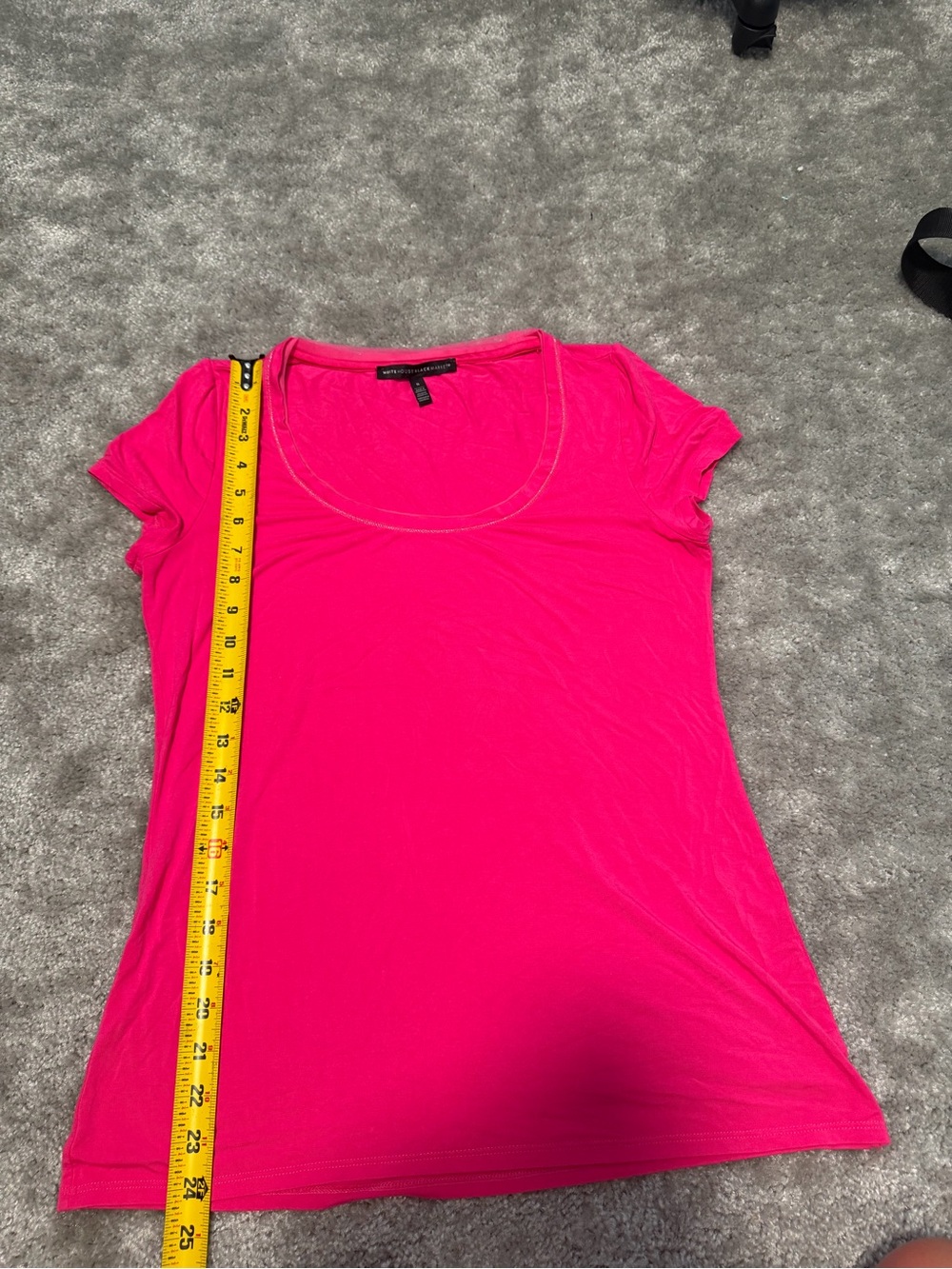 White House Black Market Scoop Neck Short Sleeve Tee in Hot Pink - Picture 3 of 4